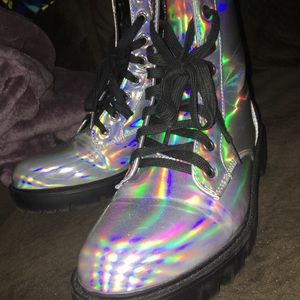 Fashion Nova Rainbow metallic combat boots